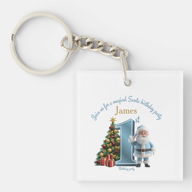 Magical Santa Birthday Invitation – 1st Birthday Key Ring (Front)