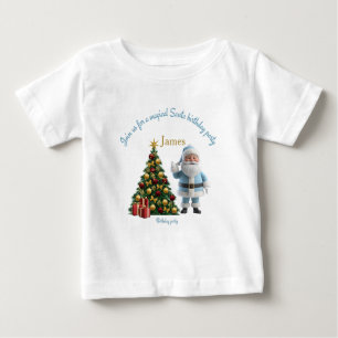 Magical Santa Birthday Invitation  Baby T-Shirt