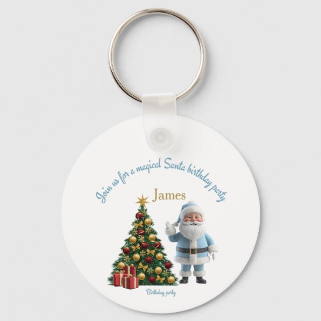 Magical Santa Birthday Invitation  Key Ring (Front)