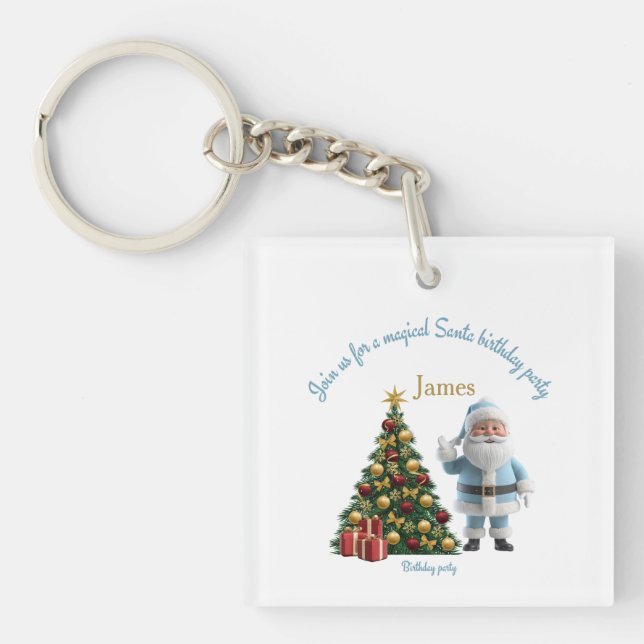 Magical Santa Birthday Invitation  Key Ring (Front)
