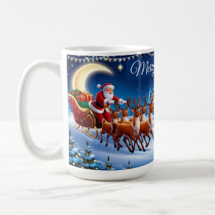 Magical Santa Claus Sleigh Ride with Reindeer Coffee Mug