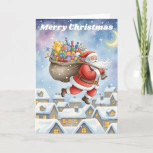Magical Santa Holiday Night Christmas Card