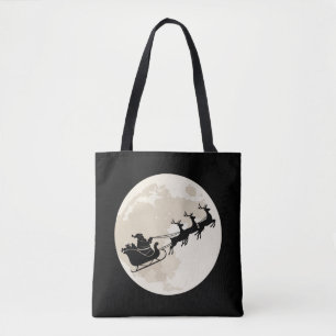 Magical Santa Sleigh Ride Christmas Full Moon Tote Bag