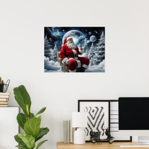 Magical Santa Space Background Christmas Poster