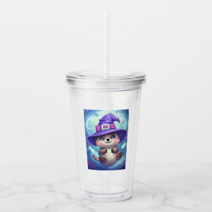Magical Sea Otter Witch Plastic Cup