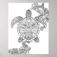 Magical Sea Turtle Adult Colouring Printable
