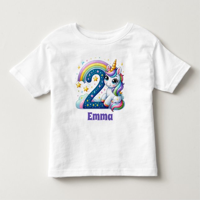 Magical Second Birthday - Personalised Unicorn Toddler T-Shirt (Front)