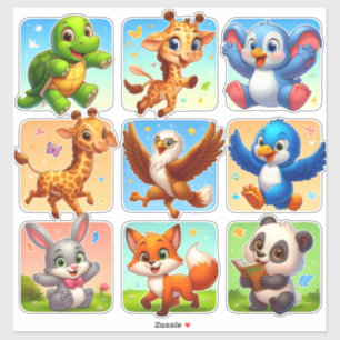 Magical set of cartoon animal stickers