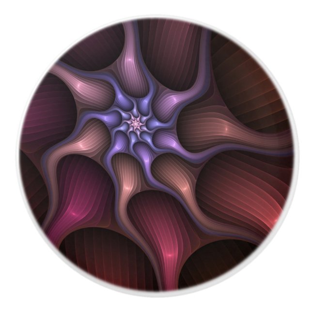 Magical Shiny Abstract Striped Colorful Fractal Ceramic Knob (Front)