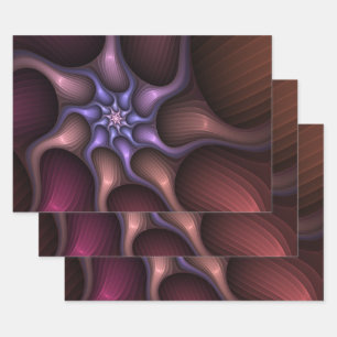 Magical Shiny Abstract Striped Colorful Fractal Wrapping Paper Sheet