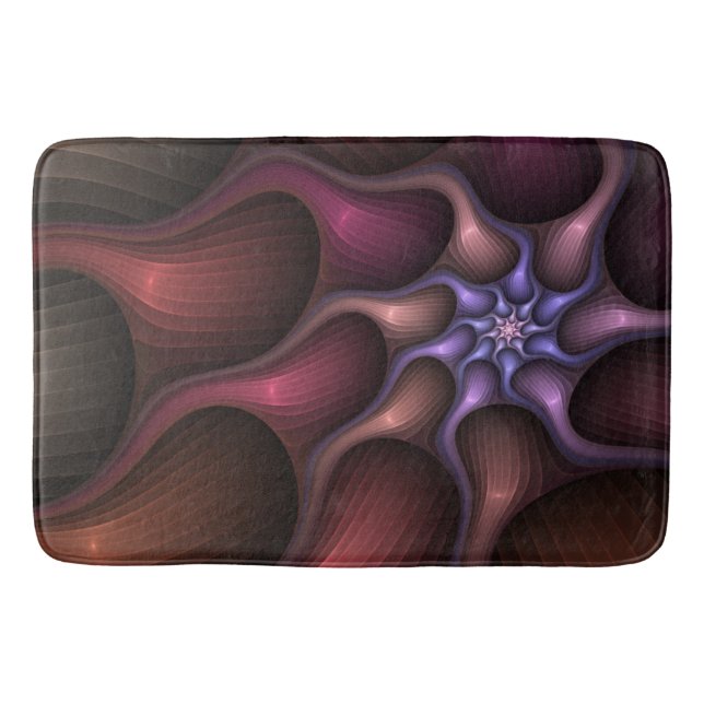 Magical Shiny Abstract Striped Colourful Fractal Bath Mat (Front)