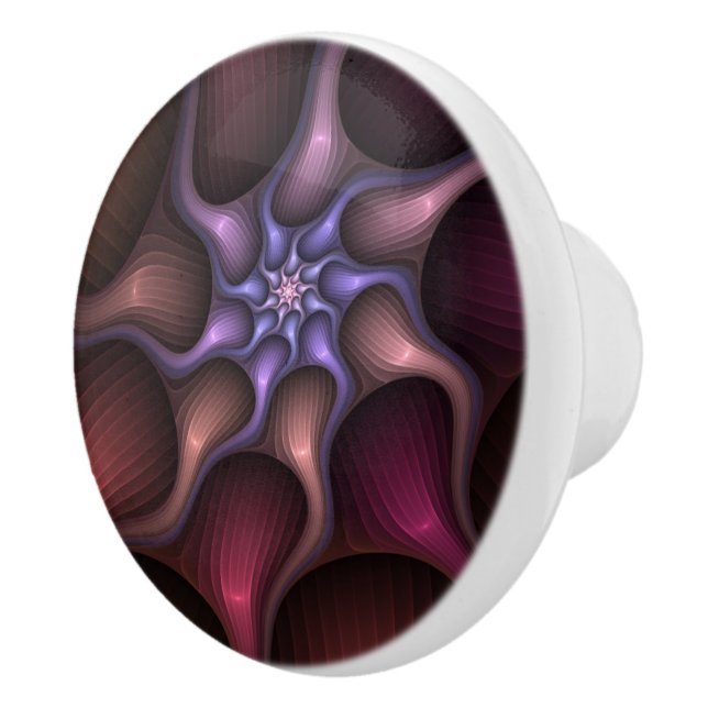 Magical Shiny Abstract Striped Colourful Fractal Ceramic Knob (Right)