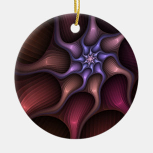Magical Shiny Abstract Striped Colourful Fractal Ceramic Ornament