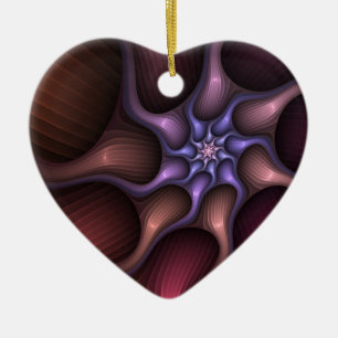 Magical Shiny Abstract Striped Colourful Fractal Ceramic Ornament