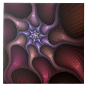 Magical Shiny Abstract Striped Colourful Fractal Ceramic Tile