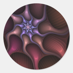 Magical Shiny Abstract Striped Colourful Fractal Classic Round Sticker