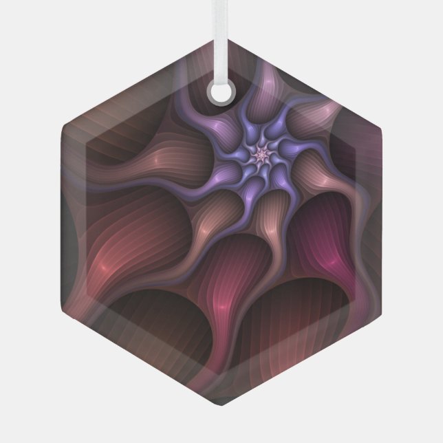 Magical Shiny Abstract Striped Colourful Fractal Glass Tree Decoration (Front)