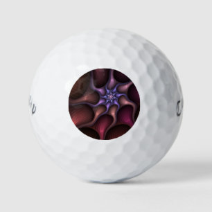 Magical Shiny Abstract Striped Colourful Fractal Golf Balls