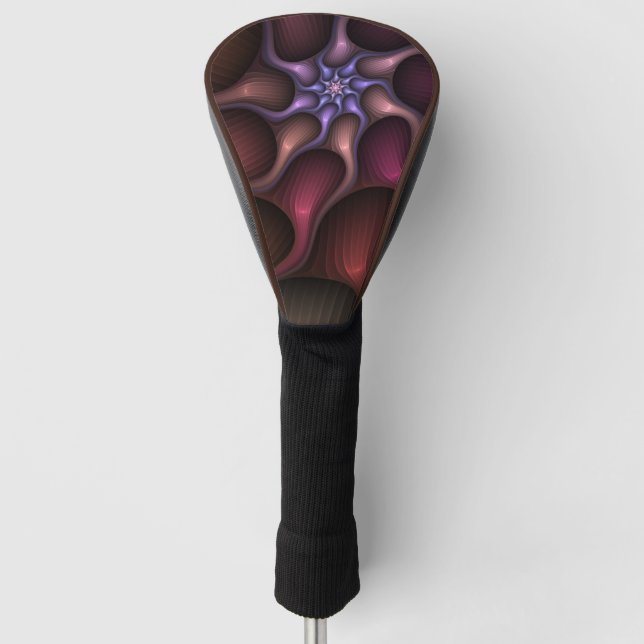 Magical Shiny Abstract Striped Colourful Fractal Golf Head Cover (Front)