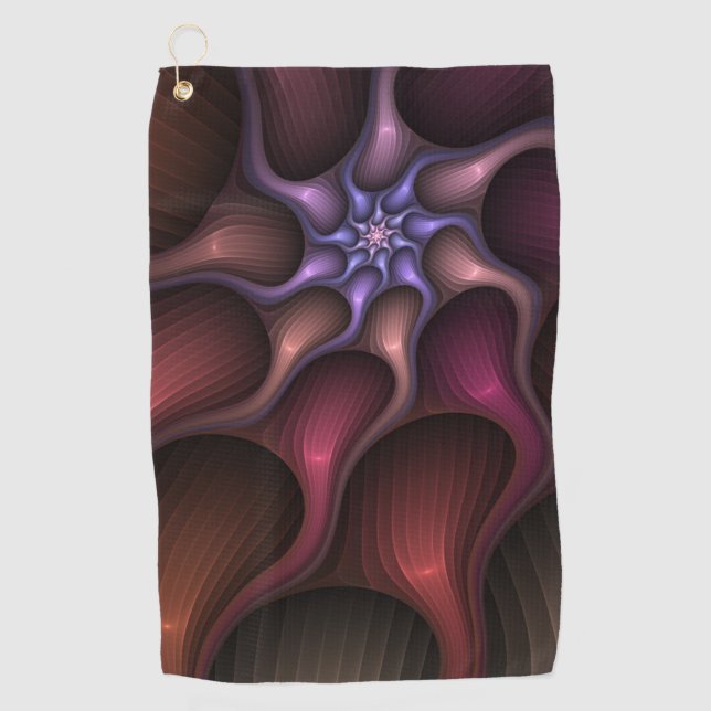 Magical Shiny Abstract Striped Colourful Fractal Golf Towel (Front)
