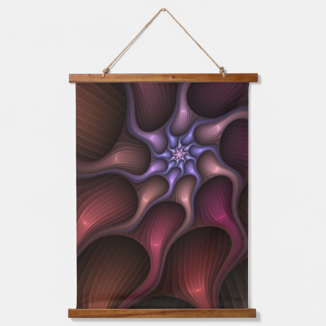Magical Shiny Abstract Striped Colourful Fractal Hanging Tapestry (Front)