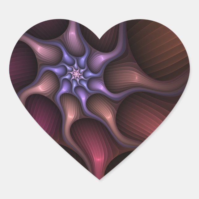 Magical Shiny Abstract Striped Colourful Fractal Heart Sticker (Front)