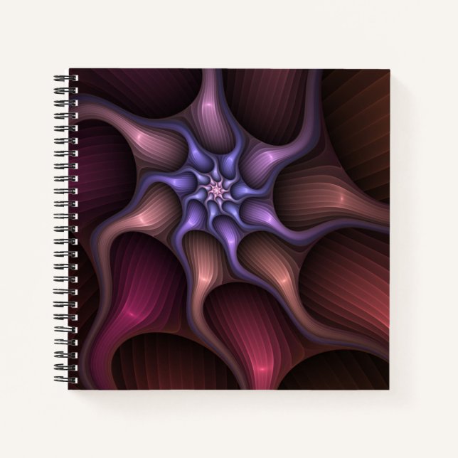 Magical Shiny Abstract Striped Colourful Fractal Notebook (Front)