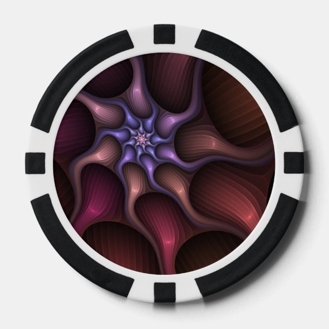 Magical Shiny Abstract Striped Colourful Fractal Poker Chips (Front)