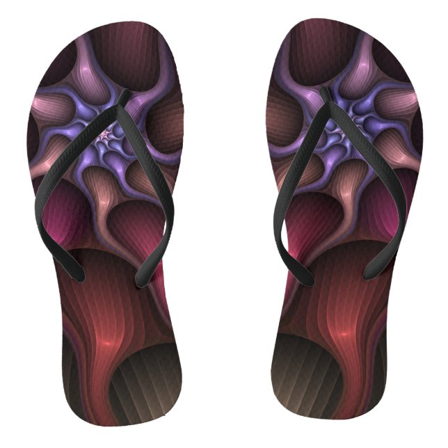 Magical Shiny Abstract Striped Colourful Fractal Thongs (Footbed)