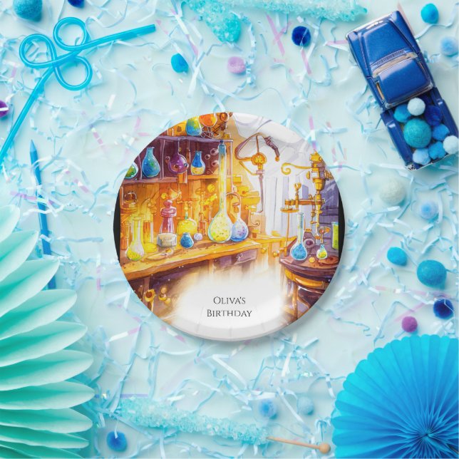 Magical Simple Experiment Scientist Birthday Paper Plate (Party)