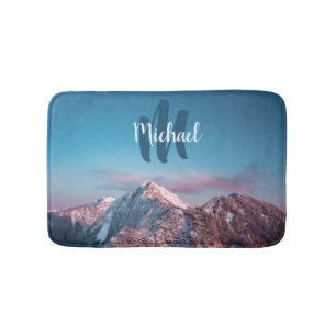Magical sky monogram mountain Storžič Slovenia Bath Mat