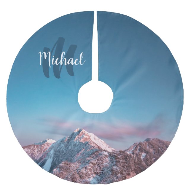 Magical sky monogram mountain Storžič Slovenia Brushed Polyester Tree Skirt (Front)