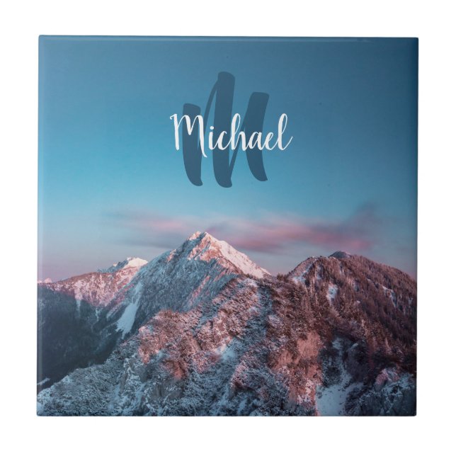 Magical sky monogram mountain Storžič Slovenia Ceramic Tile (Front)
