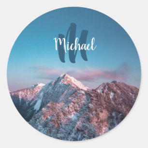 Magical sky monogram mountain Storžič Slovenia Classic Round Sticker