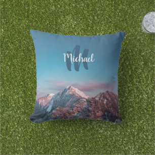 Magical sky monogram mountain Storžič Slovenia Cushion