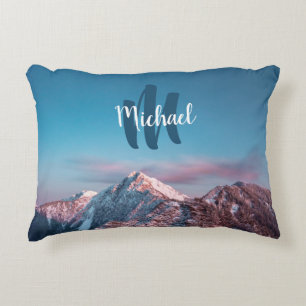 Magical sky monogram mountain Storžič Slovenia Decorative Cushion