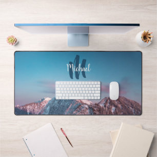Magical sky monogram mountain Storžič Slovenia Desk Mat
