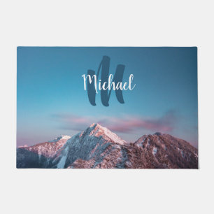 Magical sky monogram mountain Storžič Slovenia Doormat