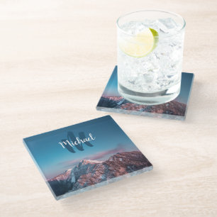 Magical sky monogram mountain Storžič Slovenia Glass Coaster