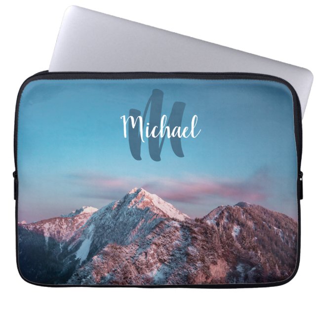 Magical sky monogram mountain Storžič Slovenia Laptop Sleeve (Front)