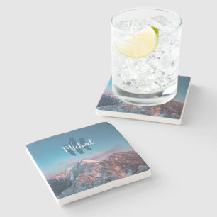 Magical sky monogram mountain Storžič Slovenia Stone Coaster