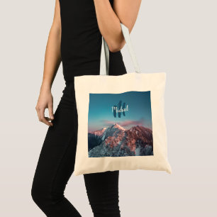 Magical sky monogram mountain Storžič Slovenia Tote Bag