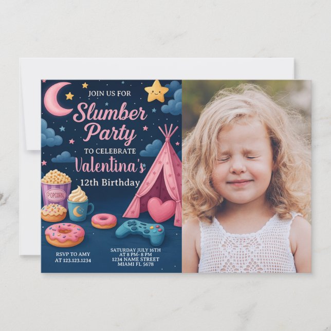 Magical Sleepover Birthday Invitation (Front)