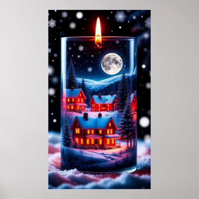 🏡 Magical Snow Candle Village ❄️🕯️ Poster (Front)