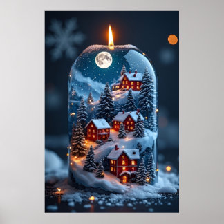 🕯️ Magical Snow Globe Candle – Cosy Christmas Poster