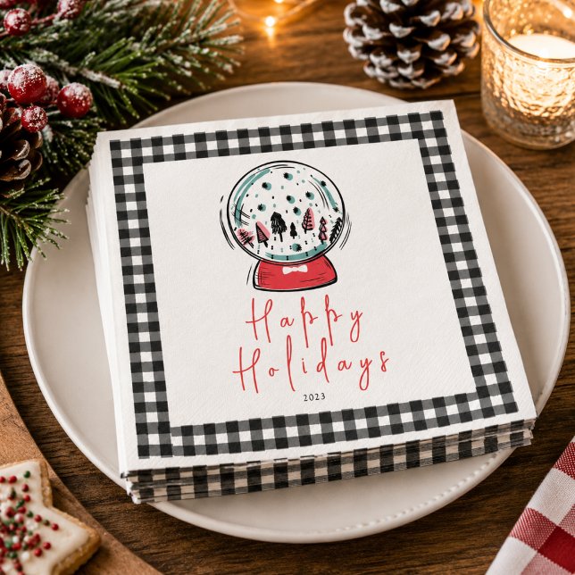 Magical Snow Globe Christmas Party Napkin (Magical Snow Globe Christmas Party Napkins)