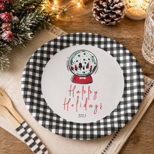 Magical Snow Globe Christmas Party Paper Plate