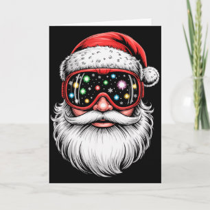 Magical Snowboarding Ski Goggles Santa Christmas Card