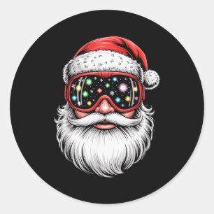 Magical Snowboarding Ski Goggles Santa Christmas  Classic Round Sticker