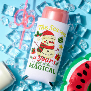 Magical Snowman Christmas Cozy Holiday Sports Gift Seltzer Can Cooler